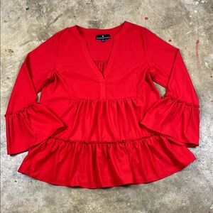 Tuckernuck Pomander Place Kenzie Tiered Crepe red top
Size: Small